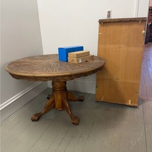 Round Wooden Dining Table with leaf